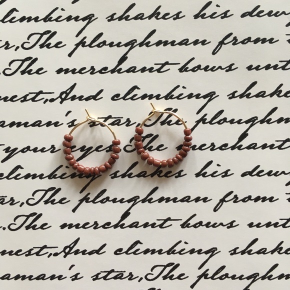 Little Gold & Wine Colored Earrings - Picture 2 of 3